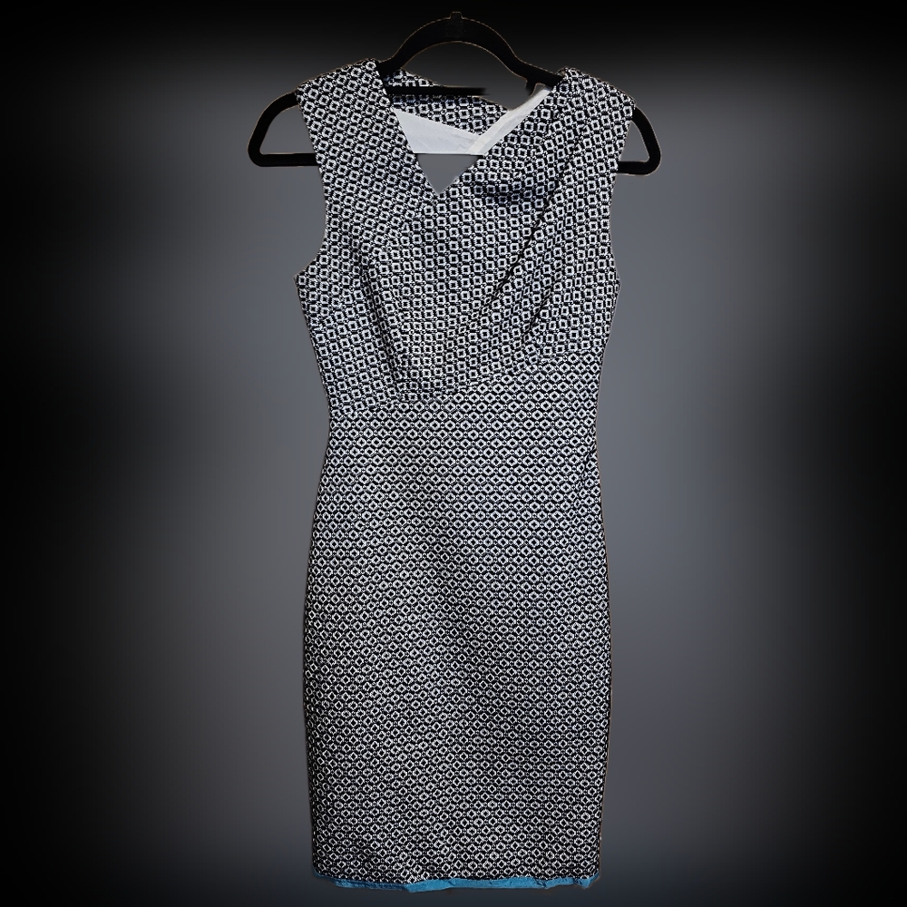 💙 121. Reiss Size 4 Black And White Lace Dress